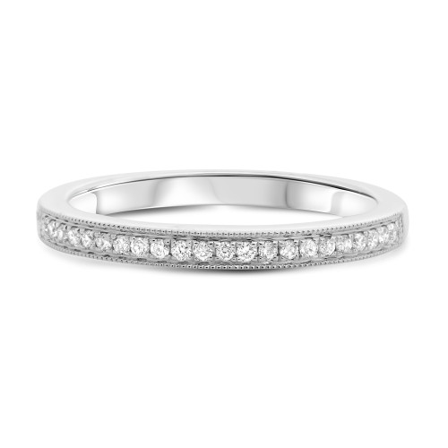 Half Pave Milgrain Diamond Band in 14KT Gold ur1790wb