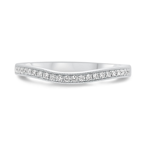 Curved Milgrain Diamond Band in 14KT Gold kr1265w