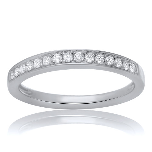 Classic White Gold  & Diamond Band in 14KT Gold ur1796wb