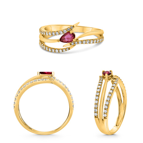 Pear Shape Ruby Ring in 14KT Gold DR1116