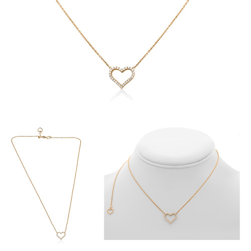 Heart Shape Diamond Necklace in 14KT Gold UN1831