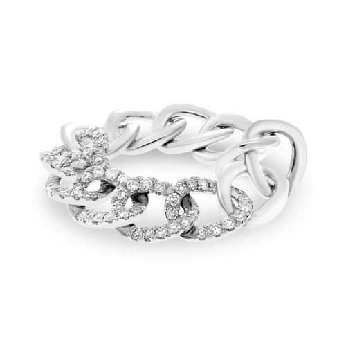 White Gold  Diamond Chain Link Ring in 14KT Gold MR923