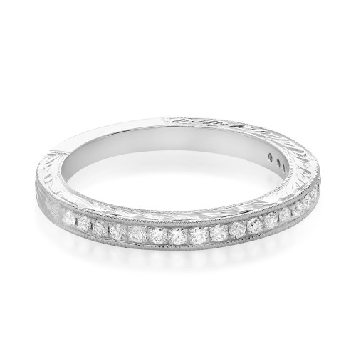 Milgrain Round Cut Diamond Band in 14KT Gold kr5669wb