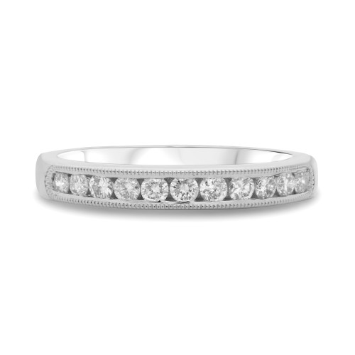 White Gold  Milgrain Pave Band in 14KT Gold ur1304w