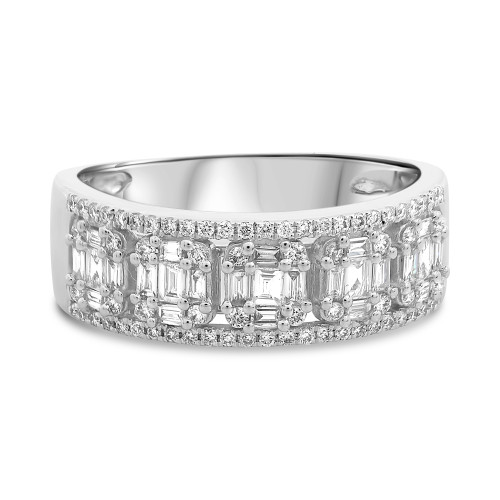Baguette and Round Diamond Ring  in White Gold in 14KT Gold GR3017