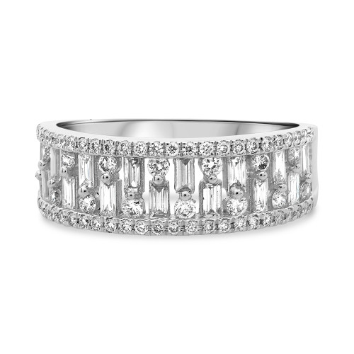 Baguette and Round Diamond Anniversary Band  in White Gold in 14KT Gold gr3020