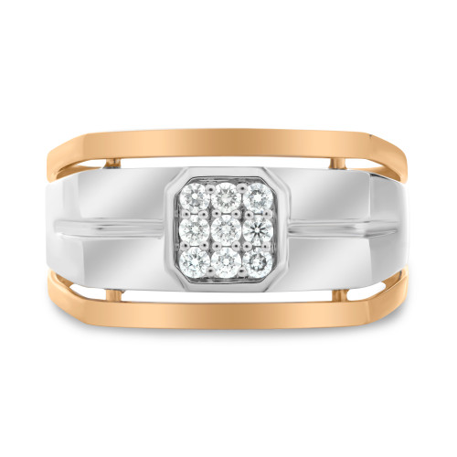 White & Rose Gold  Octagon Men's Band in 14KT Gold gr2934