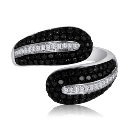 Black Diamond Overlapping Ring in 14KT Gold TR1103W