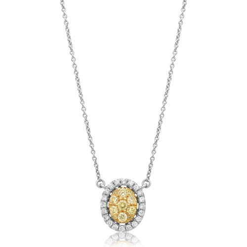 Oval Diamond Cluster Necklace in 14KT Gold NN884C