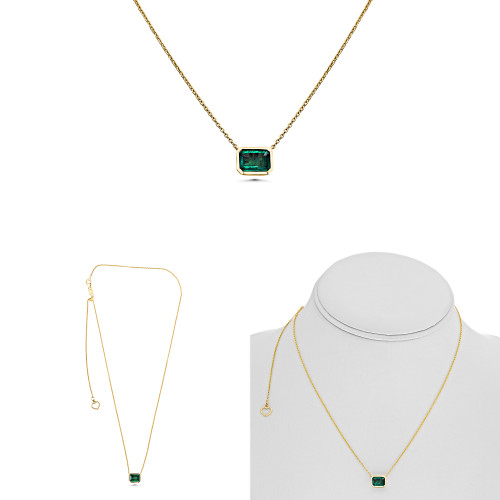 Emerald Cut Emerald Necklace in 14KT Gold MN1052