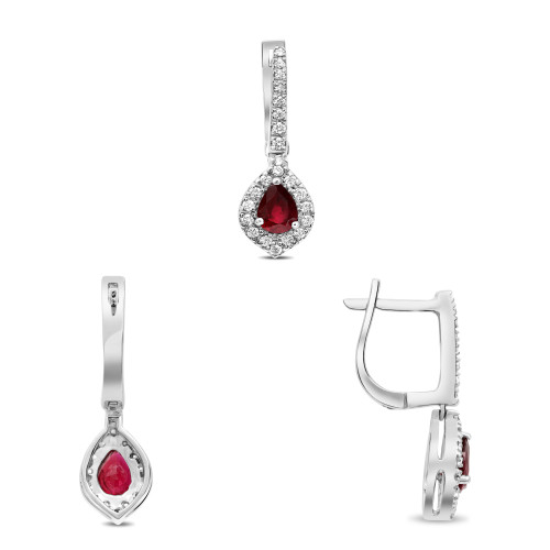 Pear Shape Ruby Earrings in 14KT Gold AE1019