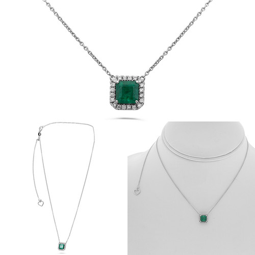 Radiant Emerald Necklace in 14KT Gold MN807G