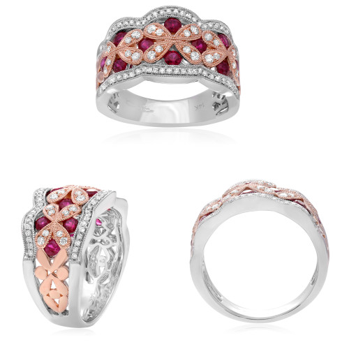 Mixed Shape Ruby Ring in 14KT Gold UR1528WRRB.jpg