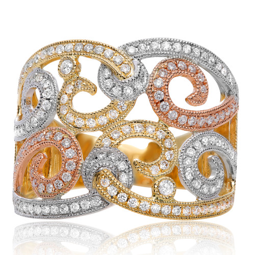 Swirling Diamond Fashion Ring in 14KT Gold kr2503ywr