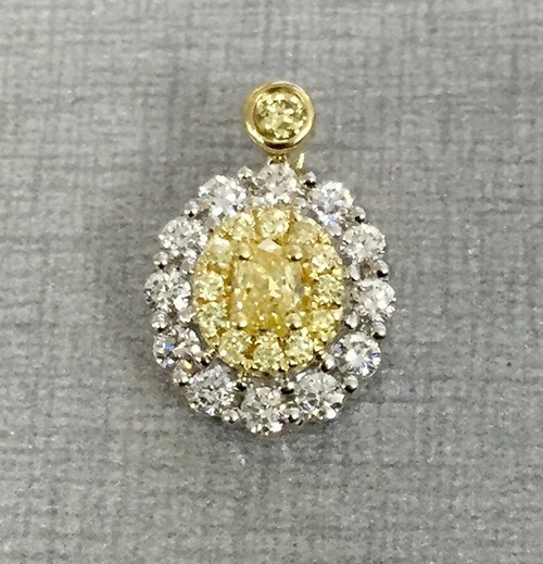 Oval Fancy Yellow Diamond Pendant in 14KT Gold NP738A