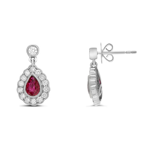 Pear Shape Ruby Earrings in 14KT Gold UE2065