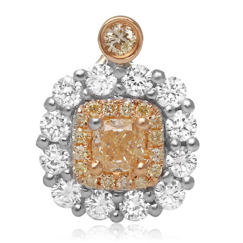 Cushion Fancy Yellow Diamond Pendant in 14KT Gold NP738