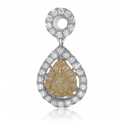 Pear Shape Fancy Yellow Diamond Pendant in 14KT Gold NP681