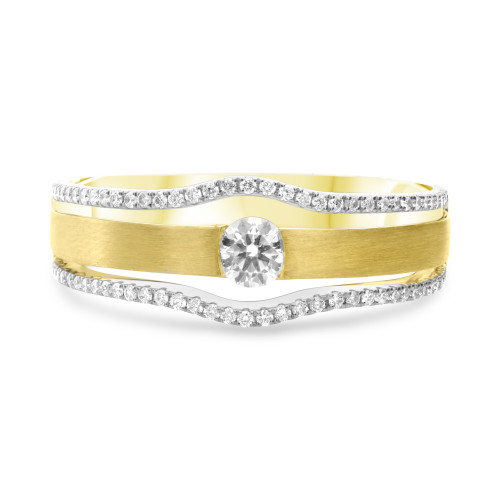 Two Tone Diamond Men's Band in 14KT Gold gr2936