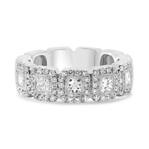 White Gold  Princess Cut Halo Band in 14KT Gold nr1076