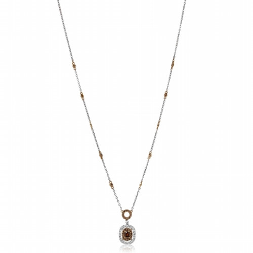 Cushion Champagne Diamond Necklace in 14KT Gold KN4112WY