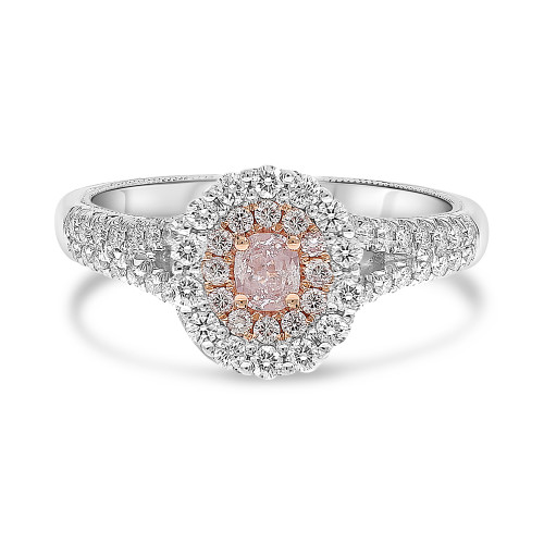 Vintage Inspired Pink and White Diamond Ring in 14KT Gold nr881