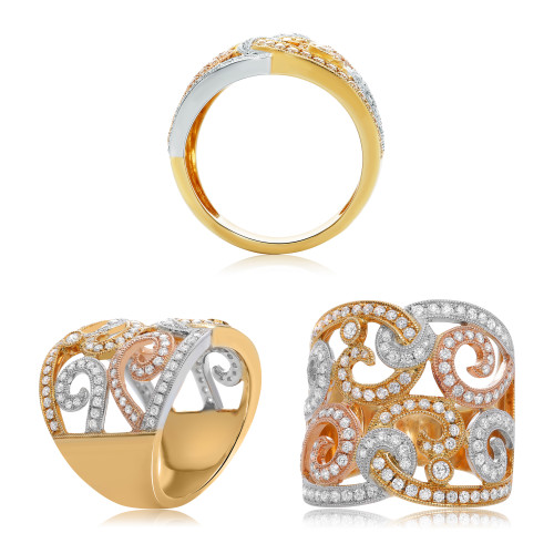 Tri-Colored Swirling Diamond Ring in 14KT Gold KR1810YWP.jpg