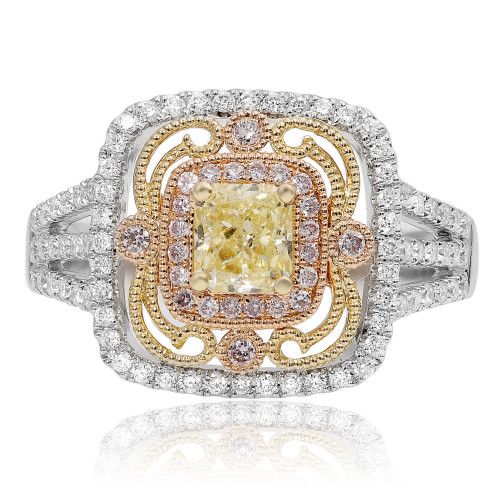 Intricate Tri-Colored Diamond Ring in 14KT Gold ur1547wyr