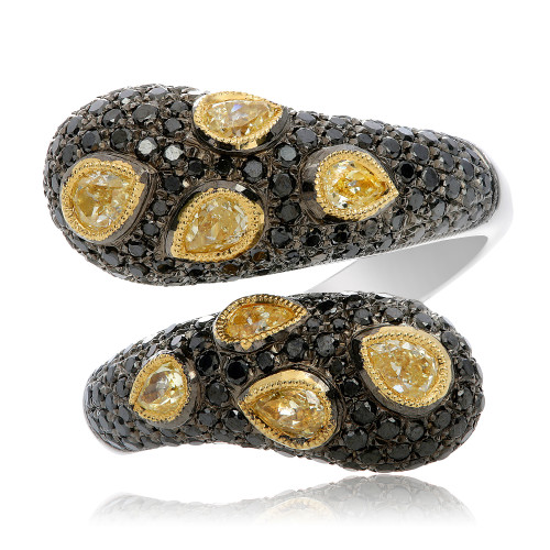 Black & Yellow Diamond Fashion Ring in 14KT Gold 1051