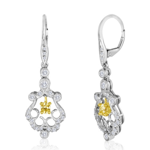 Fancy Yellow Diamond Earrings in 14KT Gold 1033