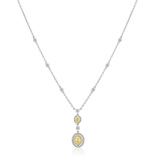 Oval Fancy Yellow Diamond Necklace in 14KT Gold KN4194WY