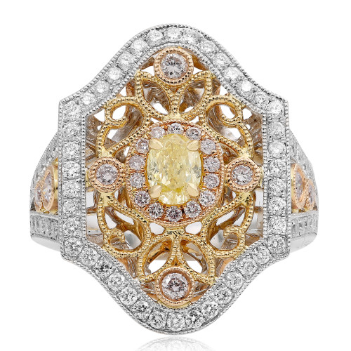 Tri-Colored Vintage Diamond Ring in 14KT Gold kr2799wry