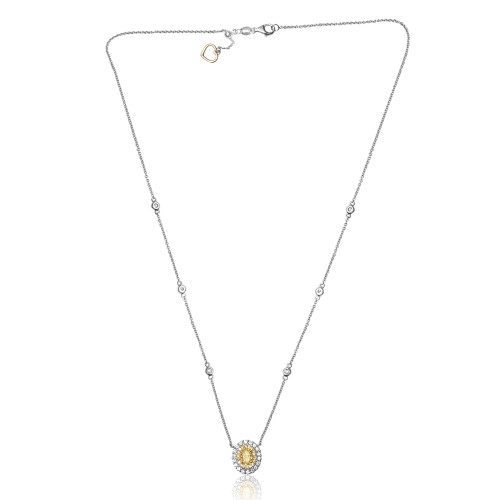 Oval Fancy Yellow Diamond Necklace in 14KT Gold NN815A