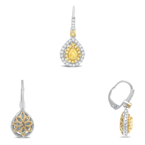 Pear Shape Fancy Yellow Diamond Earrings in 14KT Gold NE962