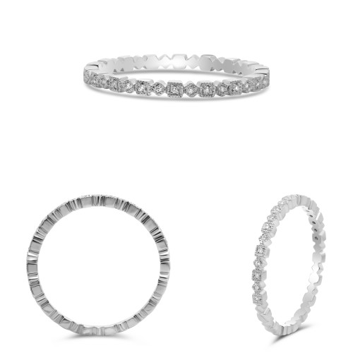 White Gold Geometric Milgrain Diamond Band
  UR1618-1