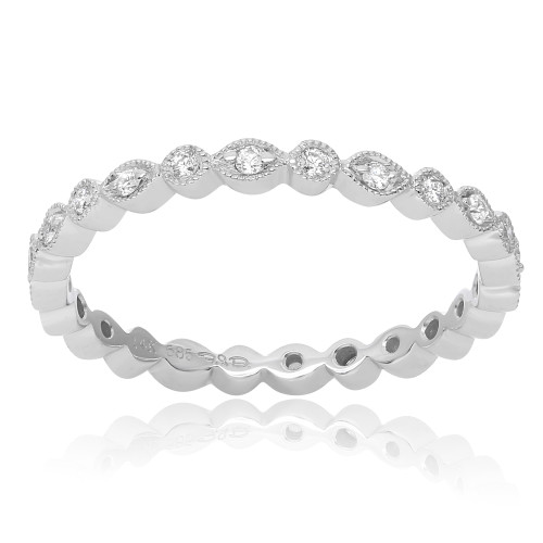 Milgrain White Gold & Diamond Eternity Diamond Band
  RJ-MR661-4