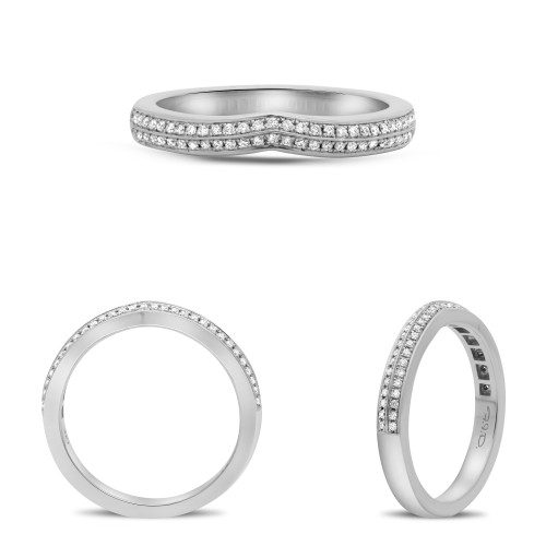 Curved White Gold Double Pave Diamond Band  1018WB-1