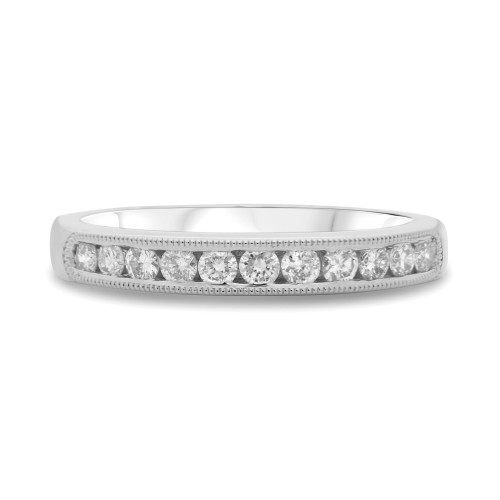 White Gold Milgrain Pave Diamond Band
  RJ-UR1304W-WB