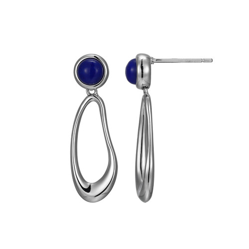 Sterling Silver  Elle "Satelite" Rhodium Plated Geniune Blue Opal  Drop Earring