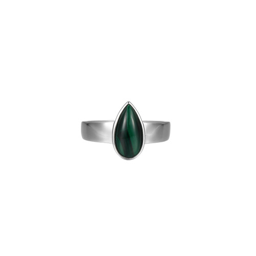 Sterling Silver  Elle "Ethereal Drops" Rhodium Plated Malachite  Ring Size 6