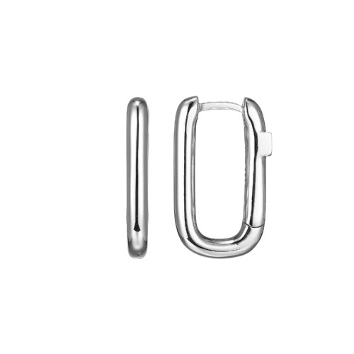 Sterling Silver  Elle " Simpatico" Rhodium Plated  Rectangular Hoop Earring 19X10Mm