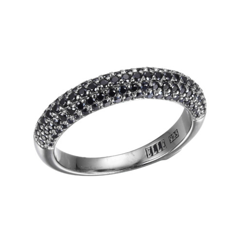 Sterling Silver  Elle " Stardust" Rhodium And Ruthenium  Plated Geniune Black Spinel  Ring Size 6