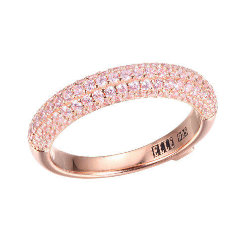 Sterling Silver  Elle " Stardust" Rose Gold  Plated Pink Cz Ring Size 6