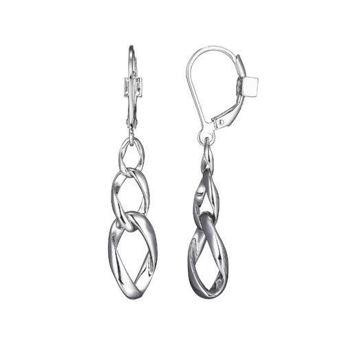 Sterling Silver  Elle "Ovation" Rhodium Plated High Polish Multi-Link Dangle Earring