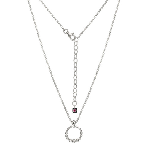 Sterling Silver Gradual Bead Circle (13.5Mm) Necklace,  Measures 16" Long, Plus 2" Extender For Adjustable Length, Rhodium Plated