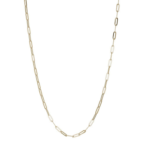 Sterling Silver Necklace Made Of Paperclip Chain (3Mm), Measures 36" Long, 18K Yellow Gold Plated