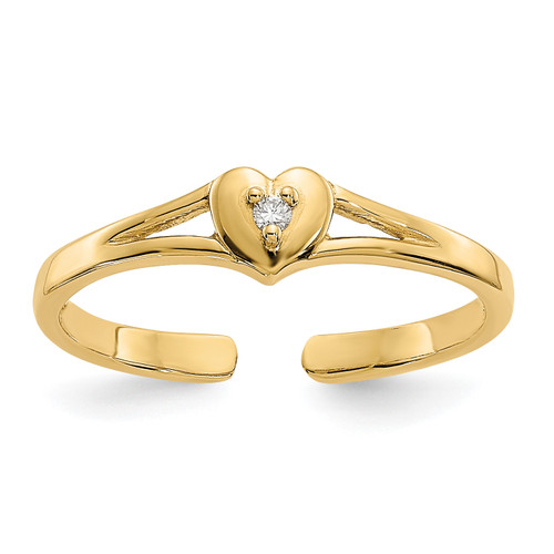 14KT .01ct Diamond Heart Toe Ring