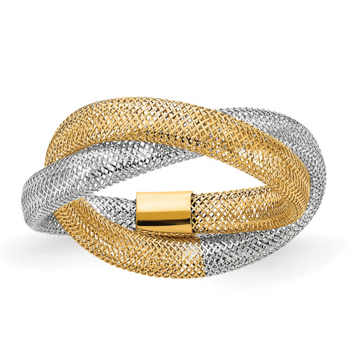 14KT Two-tone Gold Woven Mesh Stretch Ring