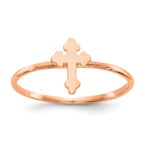 14KT Rose Gold Polished Cross Ring