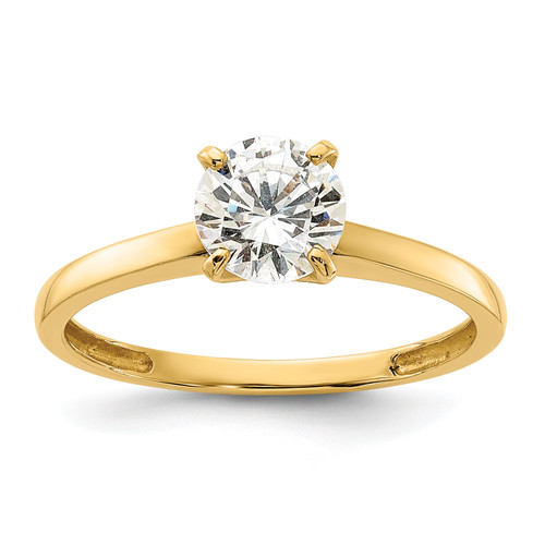 10KT Polished Round Cubic Zirconia Solitaire Ring